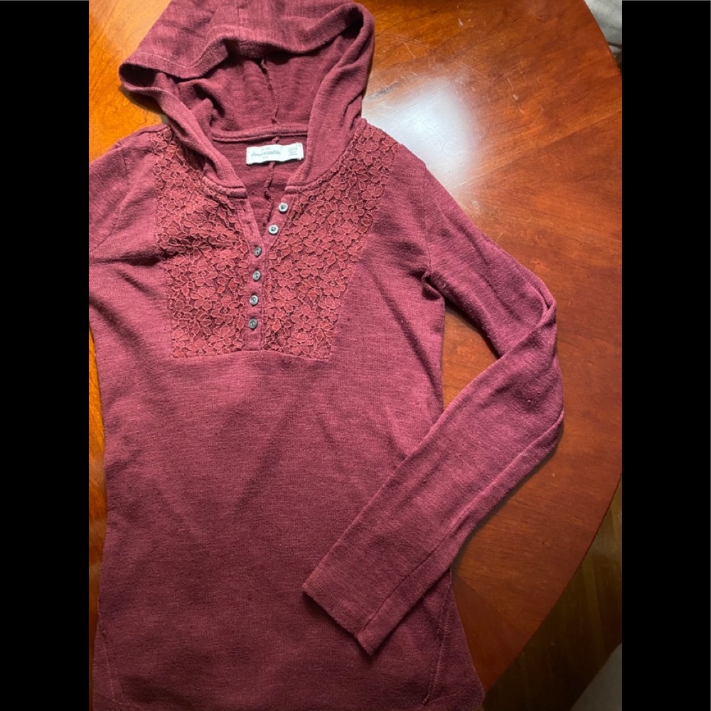 Abercrombie burgundy hooded shirt!
